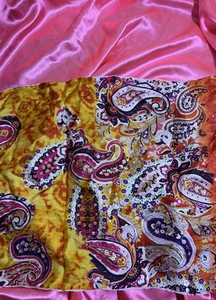 Шовковий платок хустка шарф шарф яскравий на індійський мотив шовк4 фото