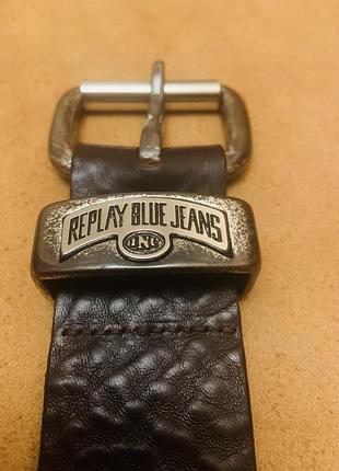 Ремінь вінтажний шкіряний replay blue jeans 🇮🇹