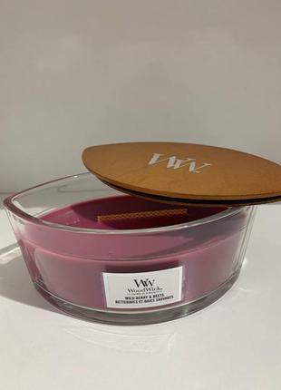 Ароматична свічка з ароматом ягід, буряків та апельсинів woodwick ellipse wild berry & beets 453 г1 фото