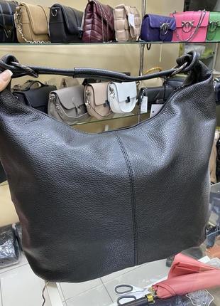 Мягкая кожаная сумка чёрная итальянская сумка из натуральной кожи5 фото