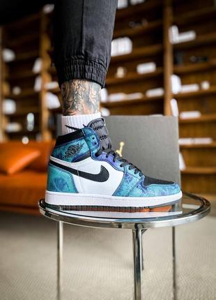 Мужские высокие кожаные кроссовки nike jordan 1 retro high "tie dye"#найк