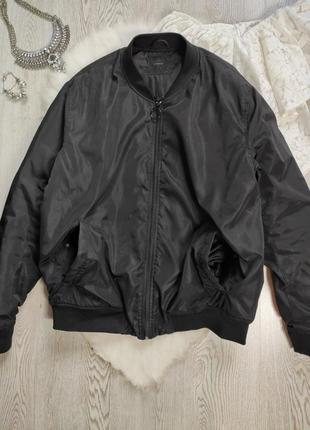 Черный мужской бомбер авиатор короткая куртка ветровка с молнией замком теплая деми4 фото