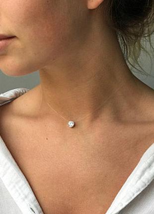 Ланцюжок ліска підвіска з кулоном стразом камінчиком нова