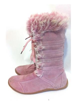 Теплі замшеві зимові чоботи на низькому ходу, р.41 код a41021 фото
