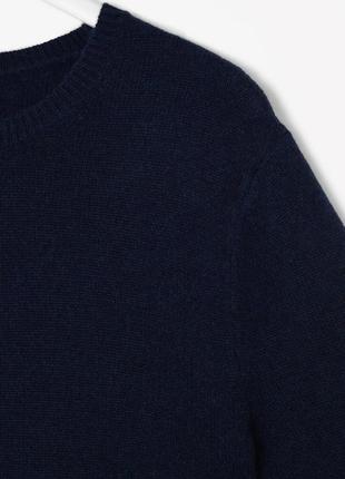 Синий мужской шерстяной свитер теплая вязаная кофта длинный рукав cos2 фото