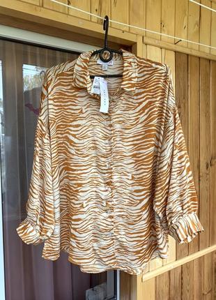 Новая блуза рубашка широкая с бирками на подарок зебра оверсайз свободная фирменная