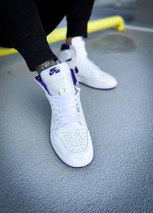 Женские высокие кожаные кроссовки nike air jordan 1 retro high "court purple" #найк9 фото