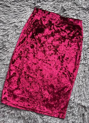 Шикарная бархатная женская юбка миди цвета марсала2 фото