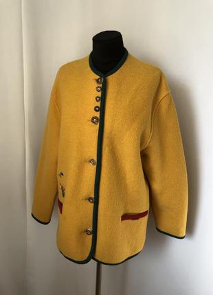 Желтое пальто кофта geiger куртка шерсть вышивка винтаж баварское