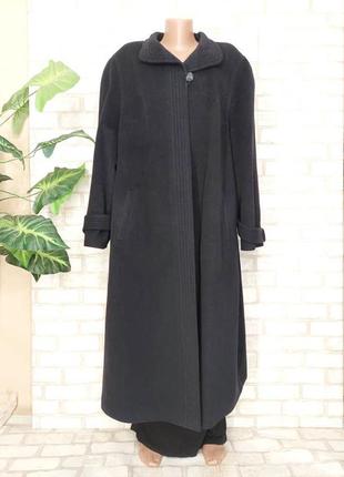 Новое лаконичное чёрное пальто прямого кроя осень 82% шерсть/10 %ангора, размер 3-4 хл