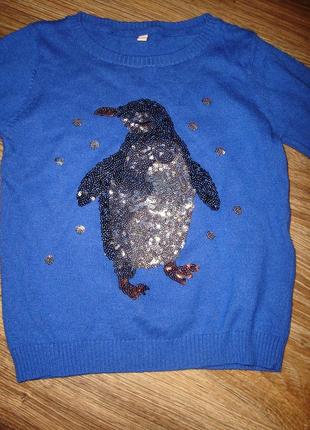 Свитер с пингвином на 5-6 лет, новогодний свитер  от marks&spencer5 фото