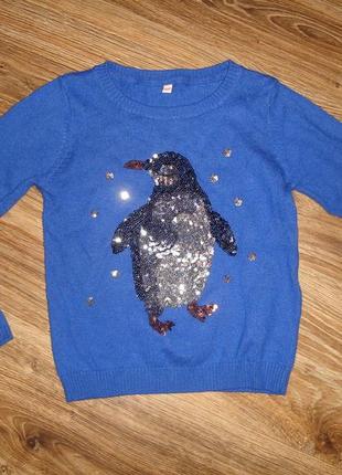 Свитер с пингвином на 5-6 лет, новогодний свитер  от marks&spencer4 фото
