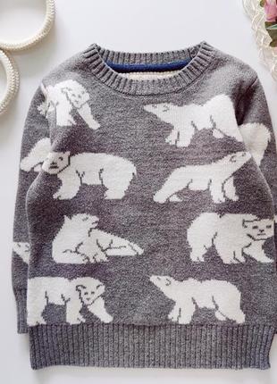 Теплий вовняний светр у білих медведях  артикул: 13072