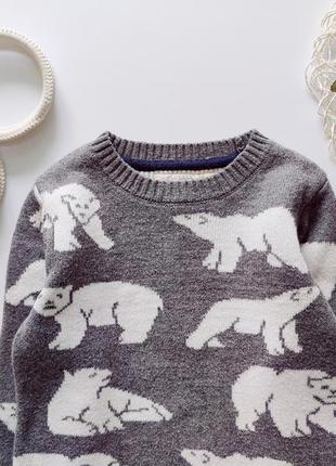 Теплий вовняний светр у білих медведях  артикул: 130722 фото