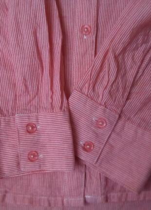 Рубашка женская розовая в полоску3 фото