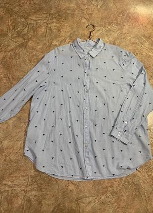 Блакитна сорочка з натуральної тканини