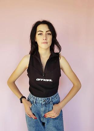 Боди-майка boohoo  черный в рубчик с молнией