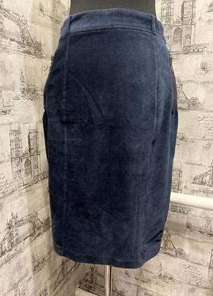 Синя в рубчик вільветова спідниця олівець