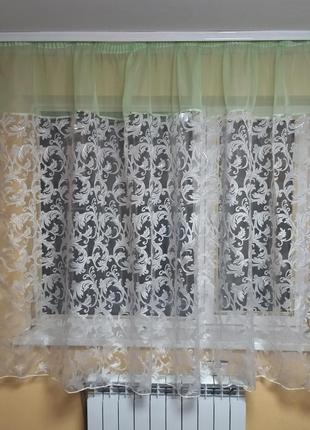 Короткая тюль, тюль на кухню, занавески, готовые тюли.