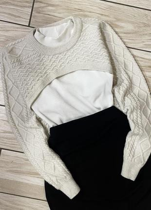 Сверт короткий🔥🔥🔥самый топовый свитер короткий тренд🔥🔥🔥 рукава1 фото