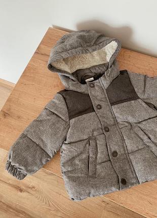Куртка зима тепла курточка для хлопчика бренд h&m сіра 3-6міс 68см