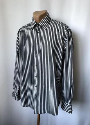 Рубашка в полоску серая белая хлопок