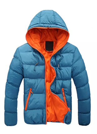 Куртка мужская/подростковая голубая/оранжевая легкая осенняя/зимняя/весенняя (осень, евро-зима, весна 2022-2023)