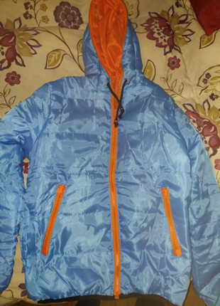 Куртка мужская/подростковая голубая/оранжевая легкая осенняя/зимняя/весенняя (осень, евро-зима, весна 2022-2023)2 фото