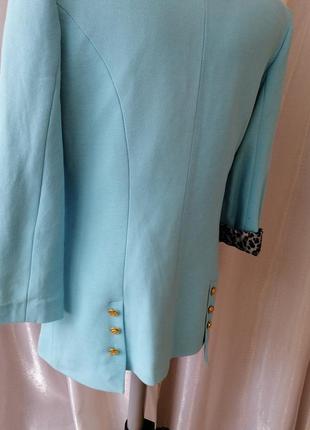 Літній піджак блейзер укорочений рукав виробник туреччина фактурна тканина ніжно-блакитного небесног6 фото