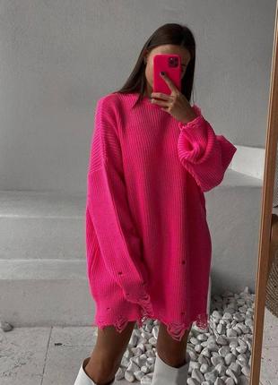 Рваный свитер-туника |  тренд сезона9 фото