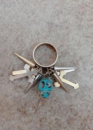 Кольцо стимпанк латунь и бирюза