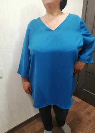 Розмір 60, блузка синього кольору, з гарною спинкою4 фото