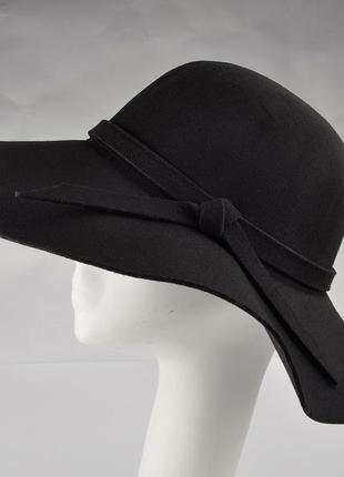 Шорокополая шляпа, черная классическая шляпа1 фото