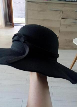 Шорокополая шляпа, черная классическая шляпа2 фото