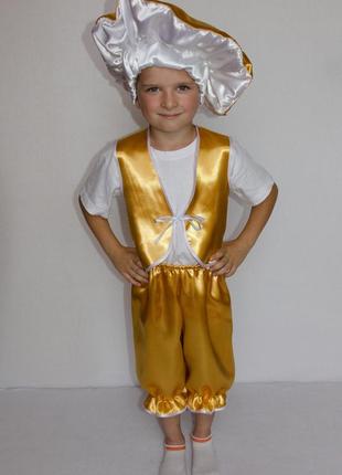 Карнавальный костюм гриб лисичка (мальчик), размеры на рост 100 - 120