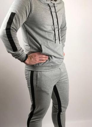 Чоловічий спортивний костюм admiral grey сірий лампас