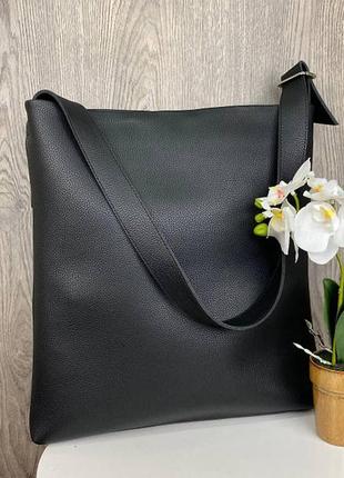 Большая женская сумка классическая черная формат а4, качественная и вместительная сумка для документов