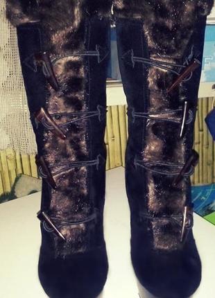Чобітки зимові чорні замш