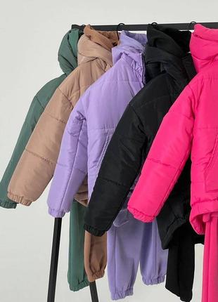 Костюм трійка куртка оверсайз+ теплий костюм/6 кольорів8 фото