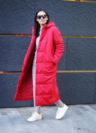Жіноче зимове пальто стьобана з капюшоном, пальто на синтепоні довге3 фото