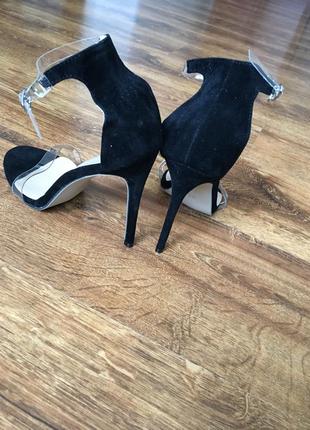 Босоніжки чорні з прозорими ремінцями туфлі каблук силіконові сексі туреччина2 фото