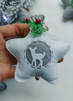 Новорічні іграшки на ялинку, іграшки з фетру, різдвяна зірка