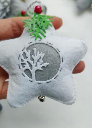 Новорічні іграшки на ялинку, іграшки з фетру, різдвяна зірка
