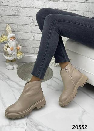 Тепленькі жіночі черевики на байці/ хутрі з натуральної шкіри та замші 😍8 фото