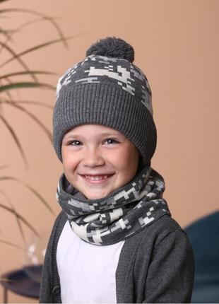 Зимова шапка на флісі для хлопчиків від 3-15років1 фото
