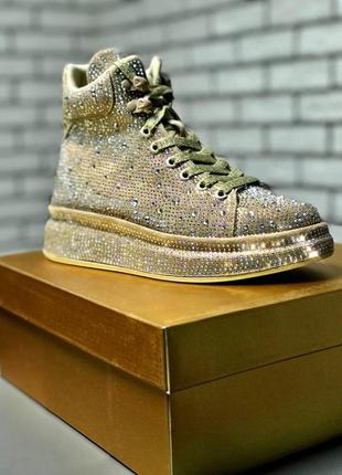 Нереальные ботиночки,высокие кеды,в камнях сваровски, турция 🇹🇷.