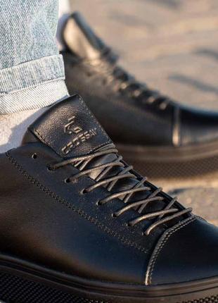 Теплые туфли,ботинки спортивные, кожаные черные зимние мужские (зима 2022-2023) для мужчин,удобные,комфортные,стильные1 фото