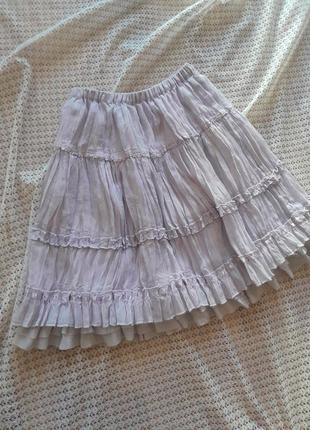 Шифонова бузкова спідниця з оборками marks&spencer