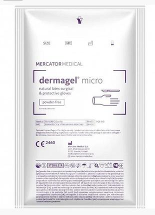 Рукавички dermagel micro (microtex) латексні хірургічні стерильні неприпудрені р.8,0  1шт.1 фото