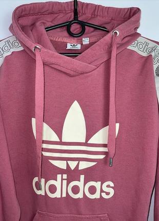 Худі adidas з лампасами адідас кофта оверсайз толстовка рожева біг лого2 фото